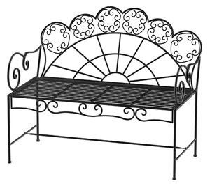 Outsunny Metal Garden Bench Loveseat with Slatted Seat, Black