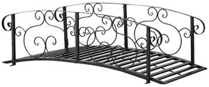 Outsunny 184cm Metal Arch Garden Garden Bridge, Safety Siderails, Arc Footbridge for Garden Creek, Stream, Pond, Black
