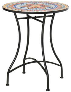 Outsunny Φ60cm Mosaic Outdoor Patio Table - Red