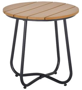 Outsunny Round Outdoor Side Table Adjustable Leg Pads Garden Table 49 x 49 x 48 cm Natural Wood & Black