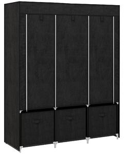 HOMCOM Foldable Fabric Wardrobe for Bedroom, Portable Wardrobe with 5 Shelves, 2 Hanging Rails and 3 Fabric Drawers, Black