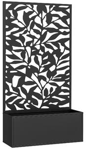 Outsunny Metal Garden Bed with Trellis, Wall Mounted or Freestanding Raised Planter with Privacy Panel, Black