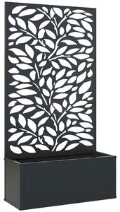 Outsunny Outdoor Metal Planter, with Back Trellis - Black