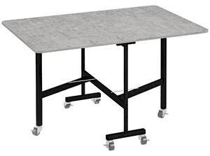 HOMCOM Drop Leaf Dining Table, Folding Kitchen Table with Metal Frame, Rolling Kitchen Dining Table for Small Spaces, Grey Aosom UK