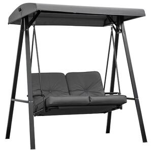 Outsunny 2 Seater Garden Swing Chair Outdoor Hammock Bench with Steel Frame Adjustable Tilting Canopy for Patio, Grey