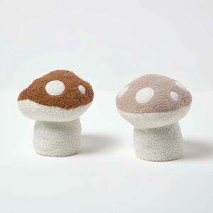 Homescapes 1.5 kg Set of 2 Mushroom Doorstops, 22 cm, Brown, Natural, Soft & Premium Fabric