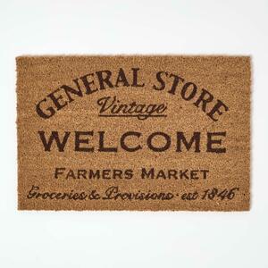 Homescapes General Store Coir Doormat, 40 x 60 cm, Black, Non-Slip Backing, Durable