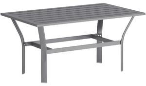 Outsunny Metal Garden Coffee Table, Rectangular Outdoor Side Table with Slatted Tabletop, Foot Pads for Outside, Garden, Balcony, Porch, 91.5 x 55 x 45cm, Dark Grey