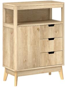 HOMCOM Small Sideboard with Drawers and Adjustable Shelf - Nature Wood Finish