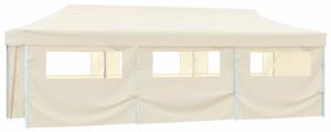 Folding Pop-up Party Tent with 8 Sidewalls 3x9 m Cream