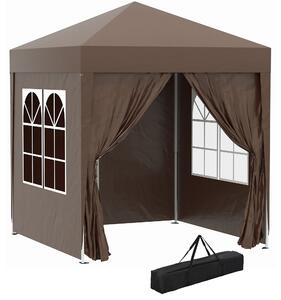 Outsunny Pop Up Gazebo Canopy, size (2 x 2m)- Coffee Aosom UK