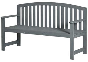 Outsunny 2 Seater Wooden Garden Bench with Armrest, Outdoor Furniture Chair for Park, Balcony, Grey
