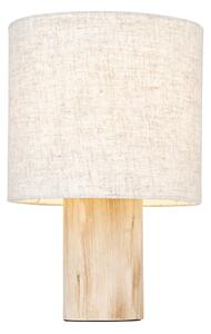 Duru Natural Eucalyptus Wood Table Lamp with Natural Linen Shade