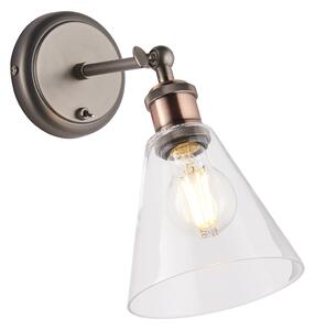 Anker Clear Glass Wall Light in Aged Pewter and Aged Copper