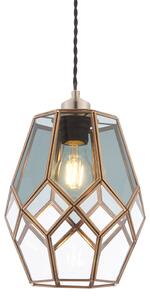 Rigdon Smoked Glass Pendant in Antique Brass