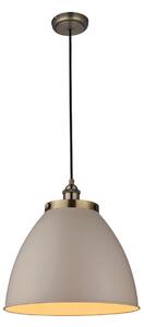 Fletcher Large Pendant in Taupe & Antique Brass