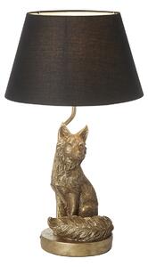 Fozzy the Fox Table Lamp in Vintage Gold with Black Fabric Shade