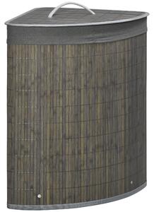 HOMCOM Bamboo Laundry Basket, 55L Corner Hamper with Lid, Removable Liner, Washing Basket, 38 x 38 x 57cm, Grey Aosom UK