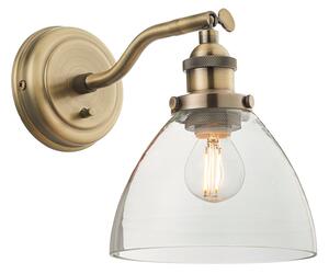 Ralph Clear Glass Wall Light in Antique Brass