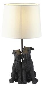 Westie Table Lamp in Matt Black with Natural Linen Shade