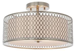 Colby Frosted Glass Three Light Flush Light in Satin Nickel
