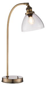 Ralph Clear Glass Table Lamp in Antique Brass