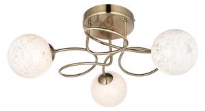Denasia White Confetti Glass Three Light Semi Flush Light in Antique Brass