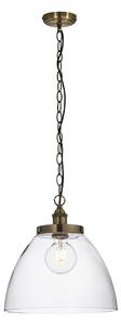 Ralph Clear Glass Large Pendant in Antique Brass