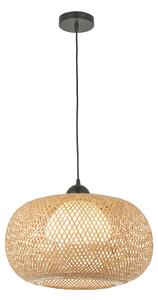 Bailey Natural Bamboo Round Pendant in Matt Black