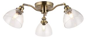 Ralph Clear Glass Three Light Semi Flush Light in Antique Brass