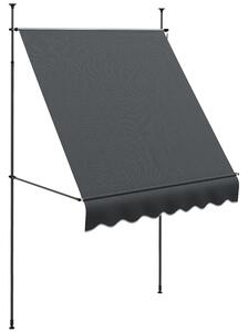 Outsunny 2 x 1.2m Retractable Awning, Free Standing Patio Sun Shade Shelter, UV Resistant, for Window and Door, Dark Grey Aosom UK