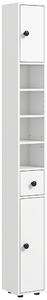 Kleankin 180cm Slim Bathroom Cabinet with 9-layered Independent Storage, Narrow Stoage Cabinet for Family-friendly Storage, White Aosom UK