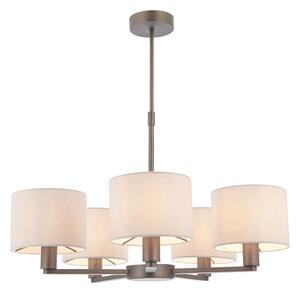 Dawson Five Light Pendant in Antique Bronze with Faux Silk Fabric