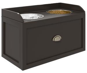 PawHut Stainless Steel Raised Dog Bowls, with 21L Storage Drawer for Large Dogs - Brown Aosom UK