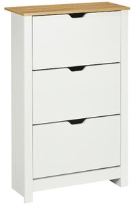 HOMCOM Slim Shoe Cabinet, Narrow Shoe Cupboard with 3 Flip Drawers, Adjustable Shelves for 18 Pairs of Shoes for Hallway, White