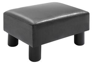 HOMCOM PU Leather Footstool Foot Rest Small Seat Foot Rest Chair Black Home Office with Legs 40 x 30 x 24cm