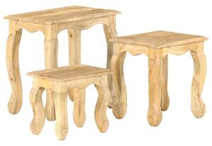 3 Piece Nesting Table Set Solid Mango Wood