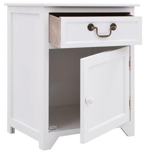 Bedside Cabinet White 40x30x50 cm Paulownia Wood