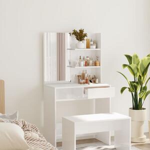 Dressing Table with Mirror High Gloss White 74.5x40x141 cm