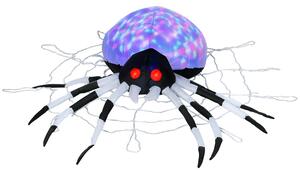 HOMCOM 5FT Long Halloween Inflatable Spider, Hanging Giant Spider with Colourful LED Light, Blow-Up Outdoor LED Garden Display for Lawn, Party