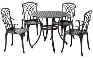 Outsunny Cast Aluminium 4-Seater Outdoor Garden Table & Chair Set Brown