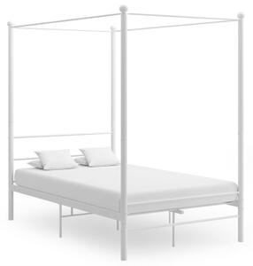 Canopy Bed Frame without Mattress White Metal 120x200 cm