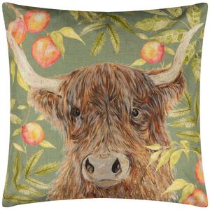 Grove Highland Cow Outdoor 43cm x 43cm Filled Cushion Olive