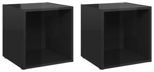 TV Cabinets 2 pcs High Gloss Black 37x35x37 cm Engineered Wood
