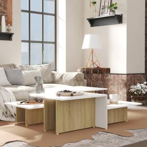 Coffee Tables 2 pcs Sonoma Oak and White 111.5x50x33 cm Engineered Wood