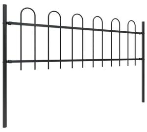 Garden Fence with Hoop Top Steel 1.7 m Black