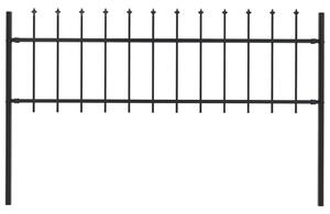 Garden Fence with Spear Top Steel 1.7x0.6 m Black
