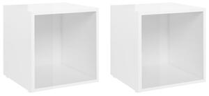 TV Cabinets 2 pcs High Gloss White 37x35x37 cm Engineered Wood