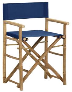 Folding Director's Chairs 2 pcs Blue Bamboo and Fabric