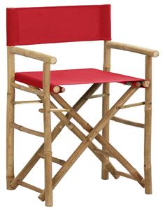 Folding Director's Chairs 2 pcs Red Bamboo and Fabric